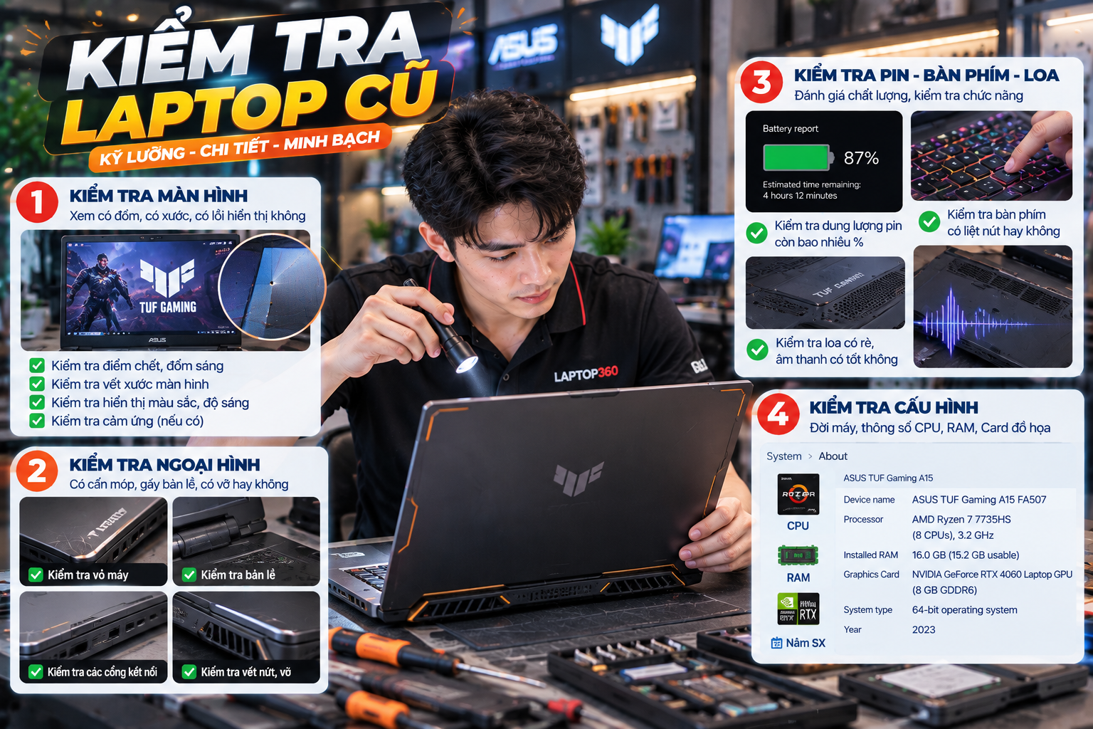 Kiểm tra laptop cũ tại Đại Sơn, Bắc Ninh