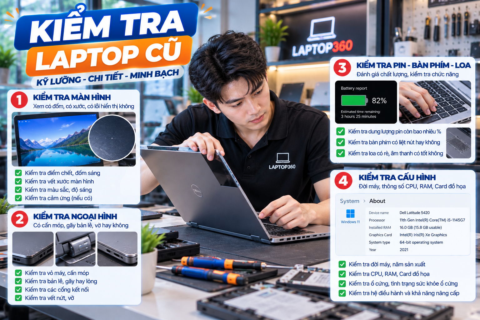 Kiểm tra laptop cũ tại Đông Cứu, Bắc Ninh