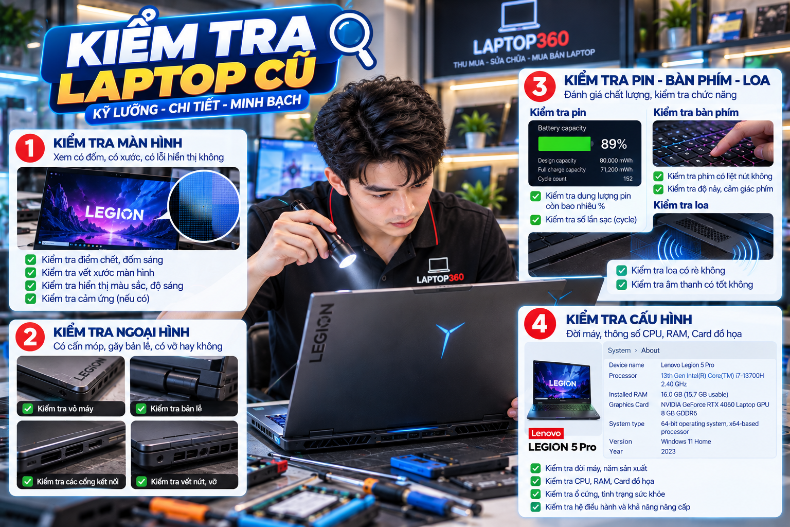 Kiểm tra laptop cũ tại Nam Sơn, Bắc Ninh