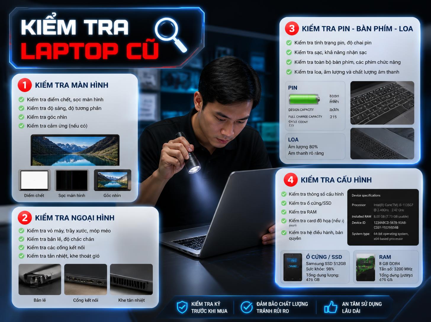 Kiểm tra laptop cũ tại Phú Tân, Cà Mau