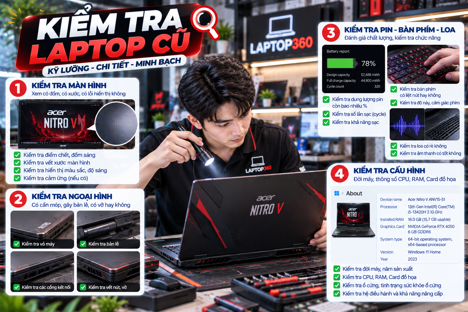 Kiểm tra laptop cũ tại Thạnh Thới An, Cần Thơ